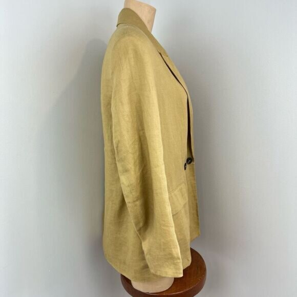 ZARA Double Breasted Tailored Blazer Coat Linen Women Medium Classic Minimalist - Picture 2 of 15